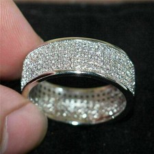 2Ct Lab Created Diamond Men's Engagement Wedding Band Ring 14K White Gold Plated