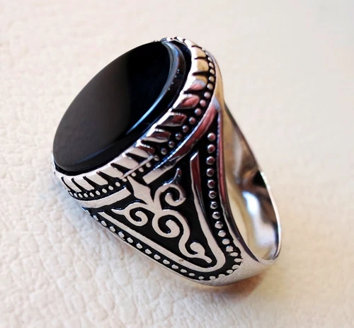 Black Onyx Ring 925 Silver Mens Gemstone Ottoman Handmade Signet Jewelry MR#313