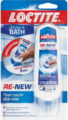 Loctite White Re-New Sealant for Kitchen and Bath, 3.3 Fl. Oz.