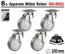 Möbelrollen Apparate Laufrollen Lenk Rollen 8 x Ø 100 mm Le-Le BS-Rollen Germany