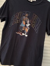 VTG Space Jam T Shirt 90s Mens Medium Navy Looney Tunes Jordan Bugs Bunny