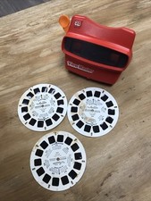 Vintage Red 3D View Master And Set Of 3 Aladdin Slides
