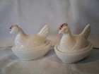 Vintage HEN ON NEST Milk Glass Chicken Dish w/ Lid – Hocking Set of 2