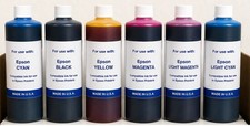 6 COMPATIBLE BULK INK REFILL FOR EPSON PRINTERS  6000ml C-Y-M-K-LM-LC 