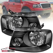 Fits 2004-2008 Ford F150 Truck Black Headlights 2006-2008 Lincoln Mark LT Lamps