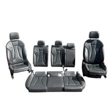 2015-2020 Audi S3 Seat Set Front Rear Black Leather Silver Stitching Oem