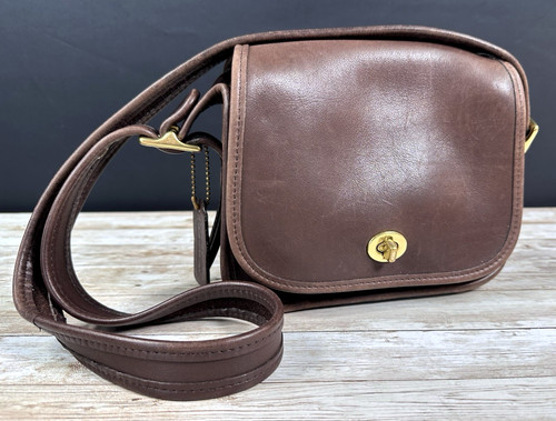 COACH VTG # 9965 Legacy Small Flap Crossbody Bag, 90s, USA - Mahogany & Brass - Image 1