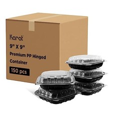 Karat FPPHC99PP1C Hinged Container 9x9x3 Black/Clear 50/pack