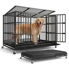 Feandrea HeavyDuty Dog Crate, 5Minute Quick Assembly, Foldable Dog Kennel Cag...