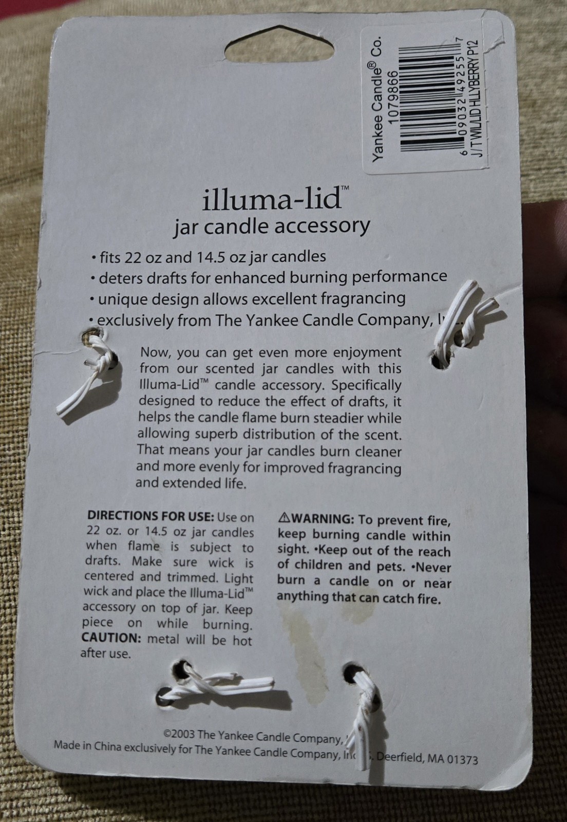 Vintage 2003 Yankee Candle Illuma-Lid Jar Candle Topper Holly Berry Mistletoe 