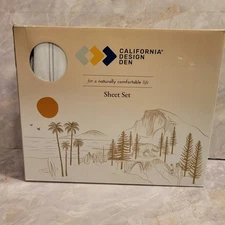 California Design Den 100% Cotton Sheets for Queen White Classic Stripe