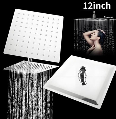 12 Inch Rainfall Shower Heads Stainless Steel Square Chrome Bath ...