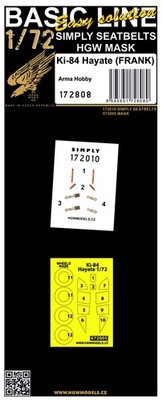 HGW 172808 1:72 Ki-84 Frank Basic Line: Sicherheitsgurte + Masken
