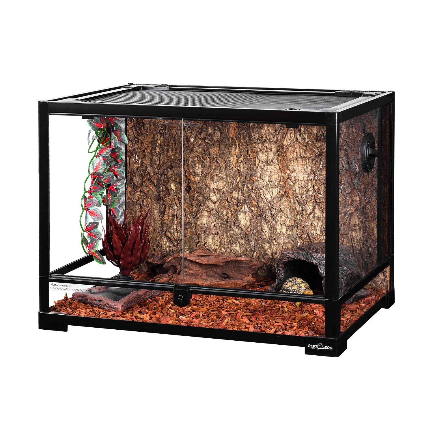 34 Gallon Large Front-Opening Glass Reptile Tank with Double Hinged Doors 24x18 Inches
