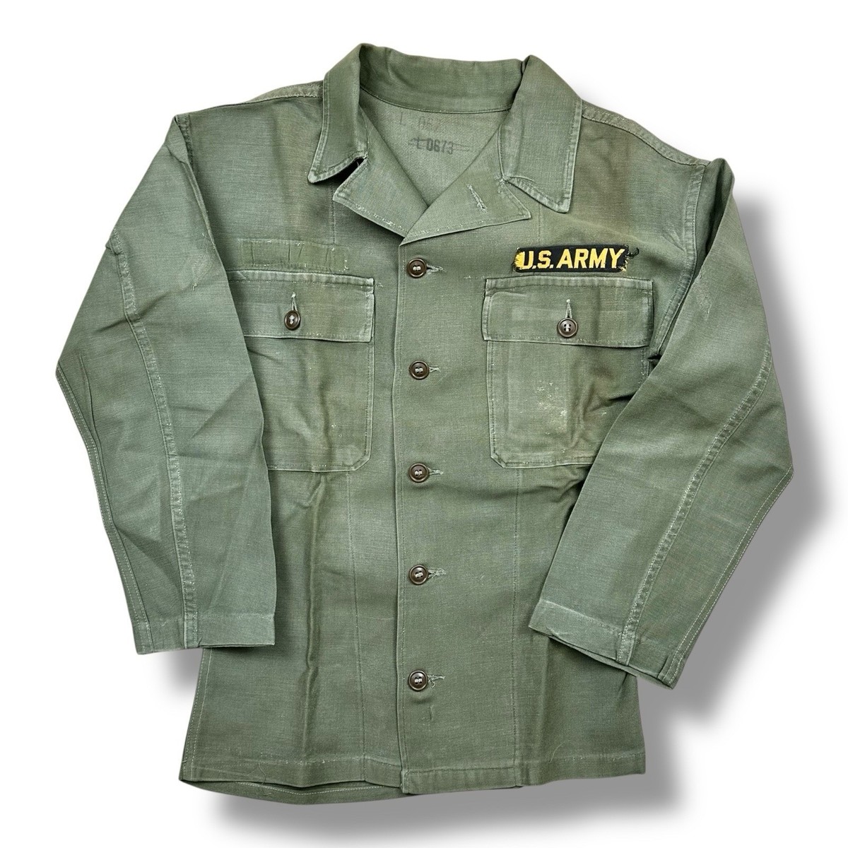 Vintage 60s Vietnam Era US Army OG-107 Type 1 Sateen Shirt Fatigue