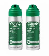 2 Pack CURAD Flex Seal Spray Bandage 1.35 Oz (40 ml) Each Fast Shipping