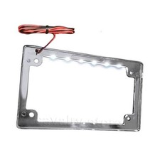 Universal Chrome License Plate Bracket Frame with LED Lights for Motorcycles &