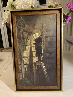 1920-1950s Print Carl Spitzweg Bookworm Framed Art Liechtenstein Gallery Vienna