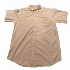 L.L. Bean Men  s Large Peach Stripe Short Sleeve Button Down Shirt
