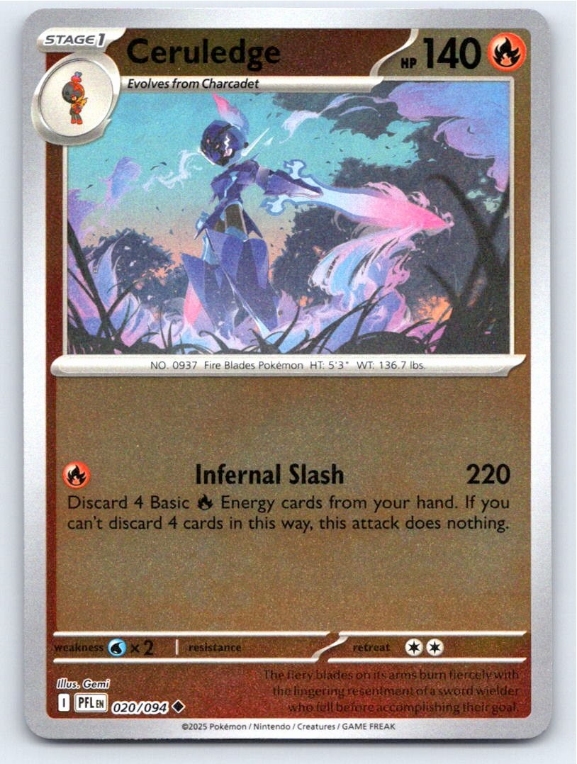 POKEMON CERULEDGE PHANTASMAL FLAMES 020/094 REVERSE HOLO UC NM A63360 FREE S&H