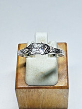 Vintage Sterling Silver Princess Cut CZ Engagement Ring 2.7g Sz 7.5