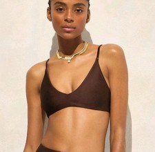 NWT J.Crew Size M Lana Bikini Top Classic Sculpt Inky Espresso Brown CI681