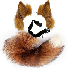 Fox Ears and Tail Set Furry Cat Ear Wolf Tail Cosplay Costume Over 1 Years Old