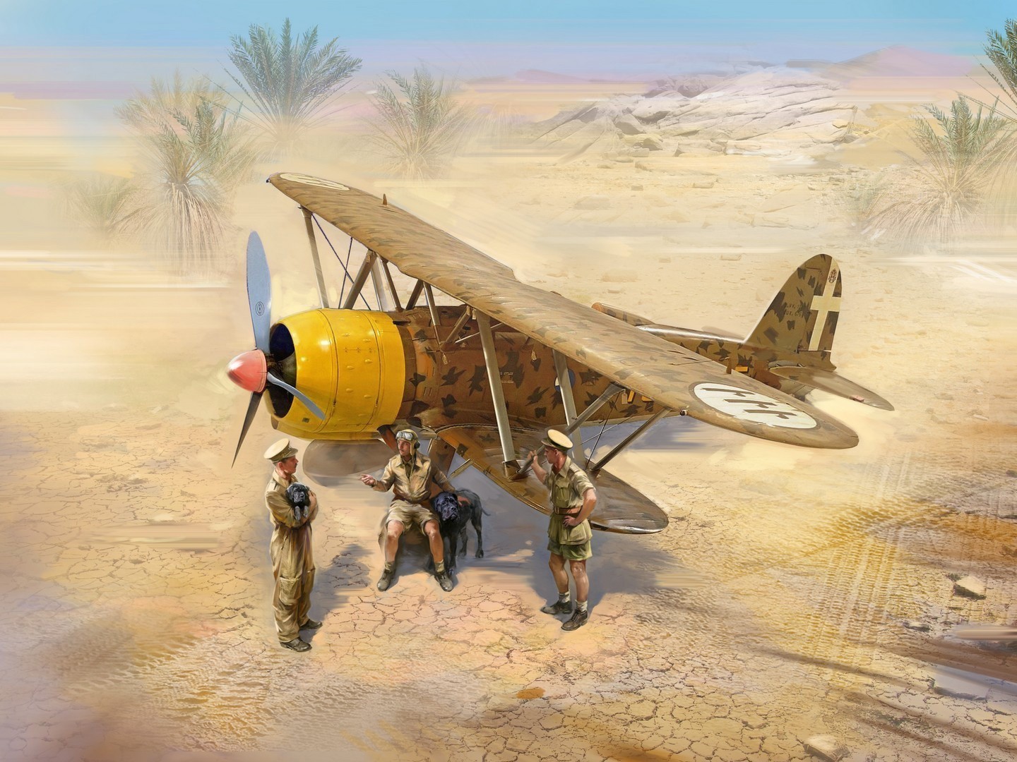 ICM 1:32 CR. 42 Falco with Italian Pilots In Tropical Uniform (3 Figures & 2 ...