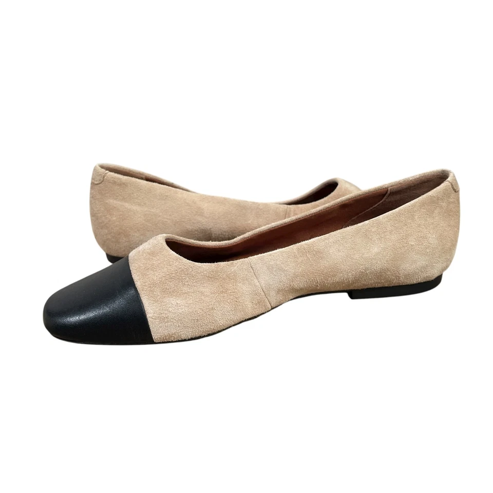 Nuevo Zapatero Vagabond Jolin Plano Mujer EE. UU. 7 UE 37 Beige Negro Gamuza Cuero Foto 2 de 4