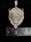 Sterling Silver 925 Buffalo Bison  Head Pendant Necklace with Curb Chain 30”  — photo 3