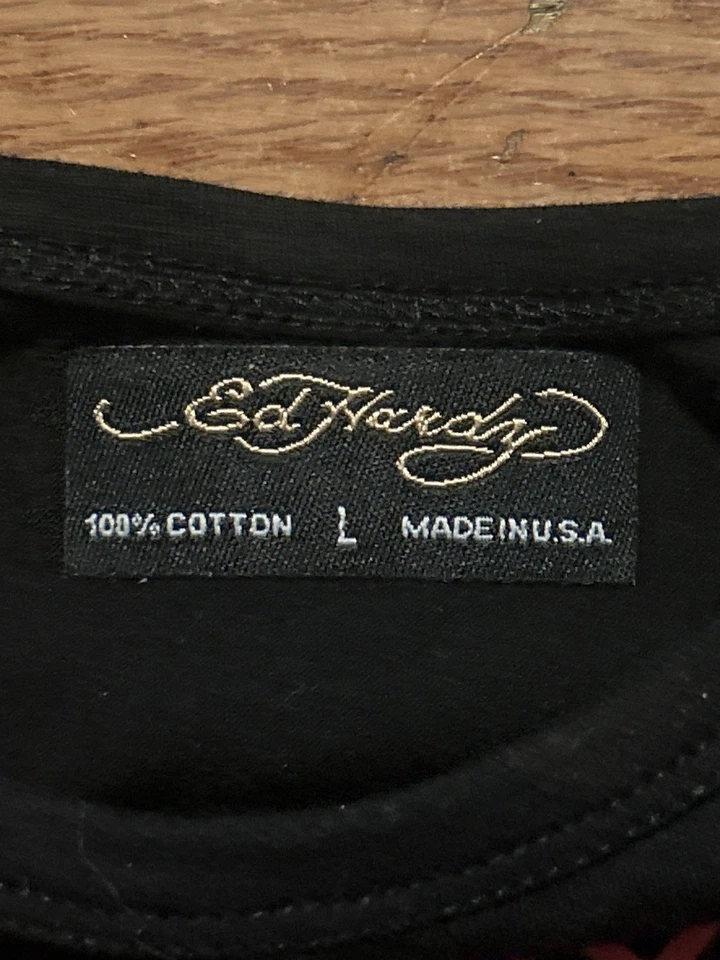 Camiseta sin mangas Ed Hardy Calavera Rosa Hecha en EE. UU. Negra Juvenil Grande Mujer Pequeña Foto 3 de 4