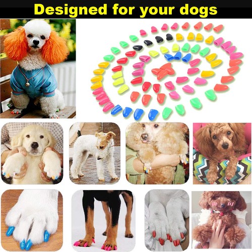 100pcs dog nail caps vitchy glitter colors pet dog soft claws nail cover for do - Picture 2 of 7