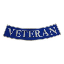 VETERAN Rocker Patch - 10.5" x 2.5" Large Blue & White Embroidered Biker Vest