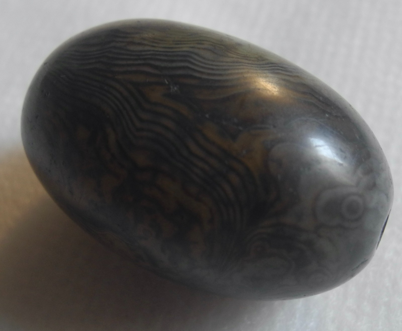 Tibetan Antique Natural Agate Dzi bead Ojime 22g Thokcha Amulet Cylinder Netsuke