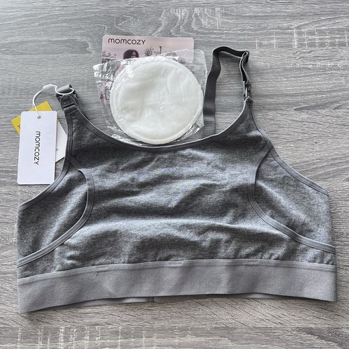 Momcozy Ultra Soft Maternity Nursing Bra - Grey Size Medium