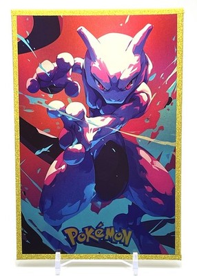 Mewtwo Pokemon Shiny Rare Case Hit Gold Borders KADO Art Board SE        