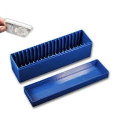 Storage Box Coin Organizer for 20 Certified PCGS NGC Slabs Holder Blue PVC Free