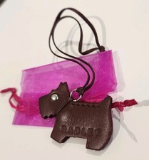 Radley Dark Brown Leather Dog Tag Bag Charm 6cm
