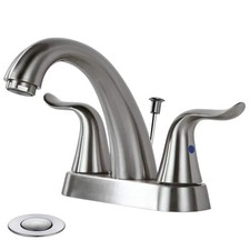 4 in. Centerset Double Handle High Arc Bathroom Faucet with Drain Kit Included