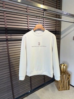 Brunello Cucinelli Men's Casual Regular Long-Sleeve Cotton Crew Neck Sweatshirt