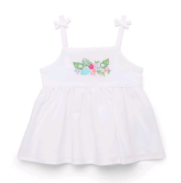 Wonder Nation White Cami Peplum Top, Size 4T, Bows  & Floral Embroidery