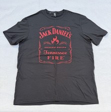Image of JACK DANIEL'S Tennessee Fire Whisky Logo Black Men's Shirt XL Liquor Drink