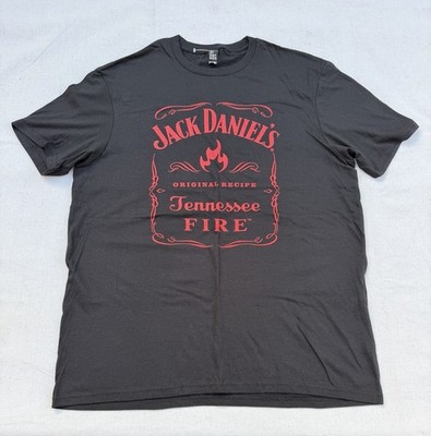 JACK DANIEL'S Tennessee Fire Whisky Logo Black Men's Shirt XL Liquor Drink