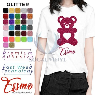 ESSMO  Glitter HTV Sheets Heat Transfer Vinyl T-Shirt 20'' Iron On Heat Press