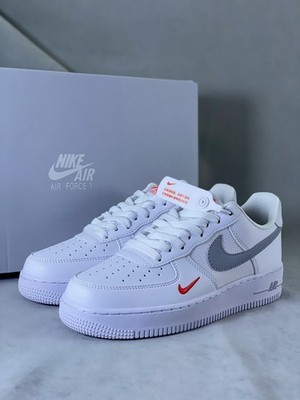 Air Force 1 Low White Wolf Grey Crimson Mini Swoosh (GS),FD9772-100
