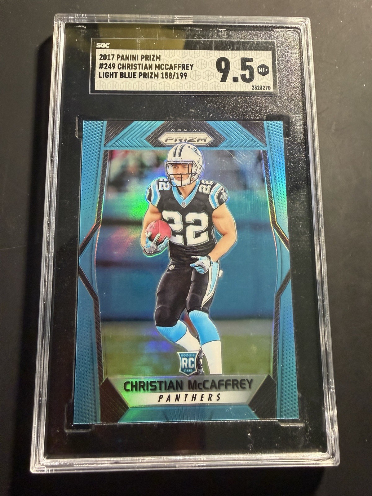Christian McCaffrey 2017 Panini Prizm Rookie #249 Light Blue Prizm /199 SGC 9.5