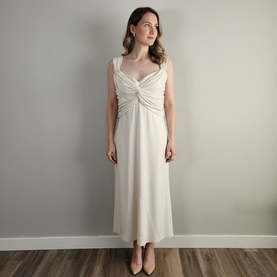VTG Butterfly Twist Front Midi Dress Elegant Cut Out Back Fairy Formal Womens 8