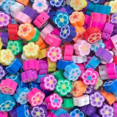 100/200Pcs Mixed Polymer Clay Beads Fruit Flower Heart DIY Jewelry Making Kit