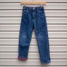 VTG USA OshKosh B gosh Boys Jeans 10R Flannel Lined Denim Dark Wash