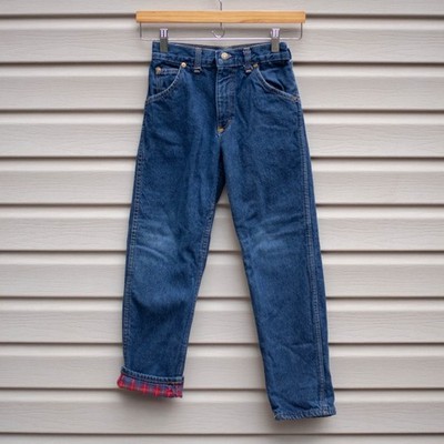 VTG USA OshKosh B gosh Boys Jeans 10R Flannel Lined Denim Dark Wash